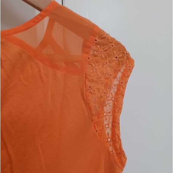 LIMITED  Eyelet Floral Short Sleeve Blouse Orange - Picture 7 of 10